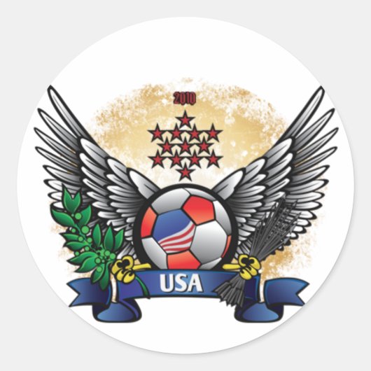 USA Wereldbeker Voetbal Ronde Sticker (Voorkant)