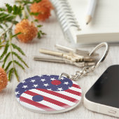 USA Yin Yang Forth of Juli Red White Blue Flag Sleutelhanger (Voorkant Rechts)