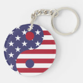 USA Yin Yang Forth of Juli Red White Blue Flag Sleutelhanger (Achterkant)