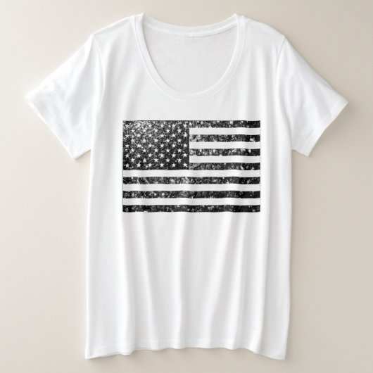 USA zwart-wit fonkelt glitters Grote Maat T-shirt (Design voorkant)