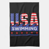 USA Zwemkunstwerk voor een zwemmer Theedoek (Verticaal)