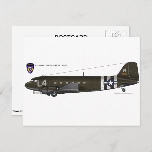 USAAF C-47 Skytrain Briefkaart (Voorkant / Achterkant)