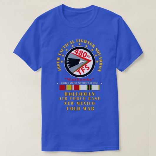 USAF 480th Tactical Fighter Squadron Warhawks Holl T-shirt (Design voorkant)