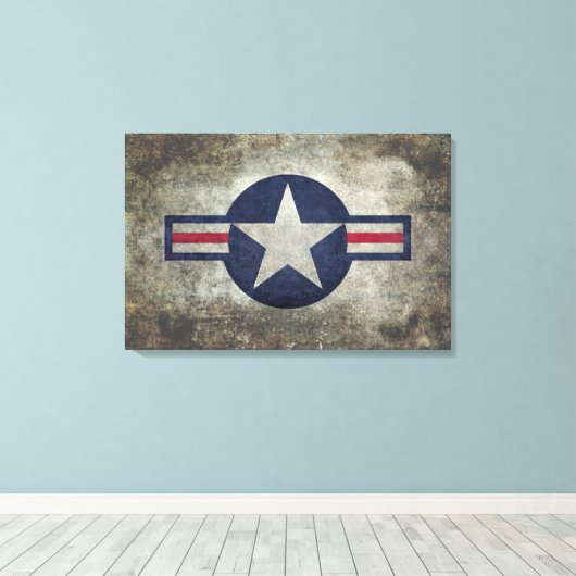 USAF Classic retro stijl Roundel Canvas Afdruk (Insitu (Houten vloer))