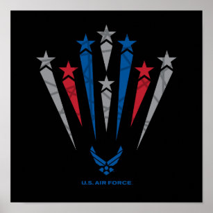 USAF   Rood, grijs en blauwe sterren Poster
