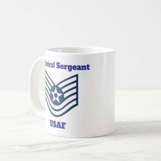 USAF Technical Sergeant Insignia Coffee Mok (Voorkant links)