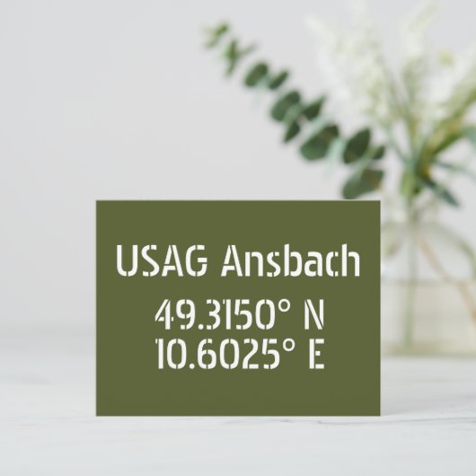 USAG Ansbach Breedtegraad Lengtegraad Ansichtkaart Briefkaart (Staand voorkant)