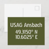 USAG Ansbach Breedtegraad Lengtegraad Ansichtkaart Briefkaart (Voorkant / Achterkant)