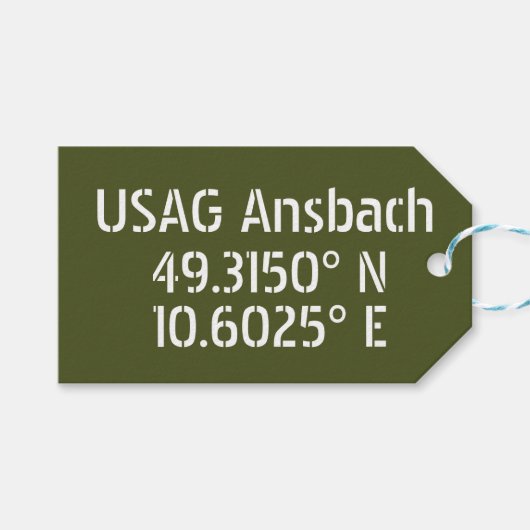 USAG Ansbach Latitude Longitude Cadeaulabel (Voorkant (Horizontaal))