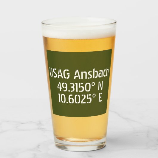 USAG Ansbach Latitude Longitude Glas (Voorkant gevuld)