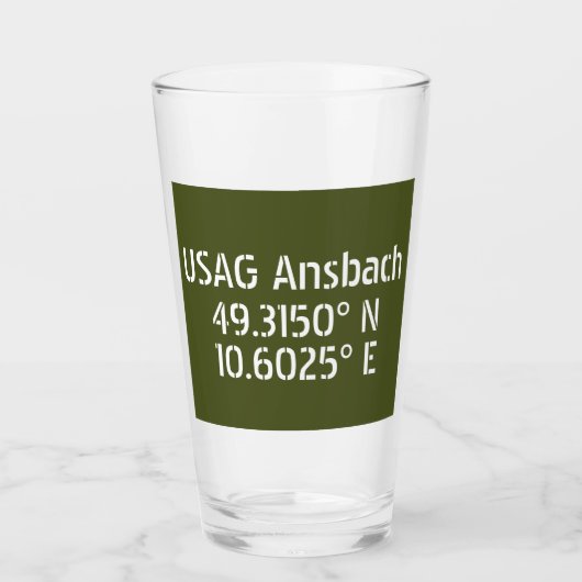 USAG Ansbach Latitude Longitude Glas (Voorkant)