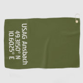 USAG Ansbach Latitude Longitude Golfhanddoek (Horizontaal)