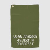 USAG Ansbach Latitude Longitude Golfhanddoek (Voorkant)