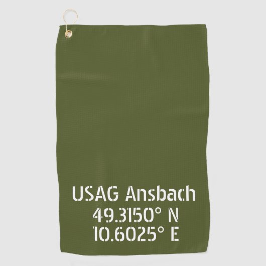 USAG Ansbach Latitude Longitude Golfhanddoek (Voorkant)