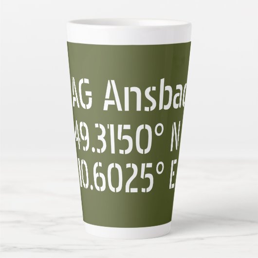 USAG Ansbach Latitude Longitude Latte Mok (Voorkant)