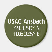 USAG Ansbach Latitude Longitude Magneet (Voorkant)