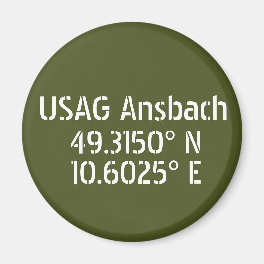 USAG Ansbach Latitude Longitude Magneet (Voorkant)