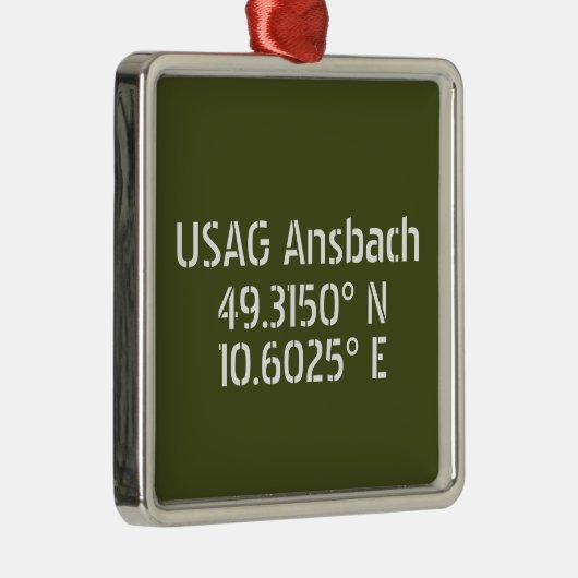 USAG Ansbach Latitude Longitude Metalen Ornament (Rechts)