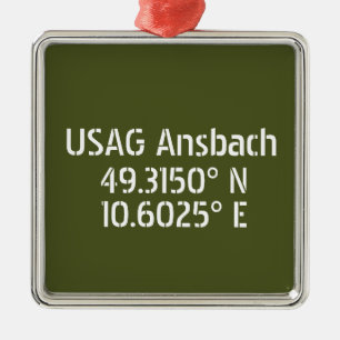 USAG Ansbach Latitude Longitude Metalen Ornament