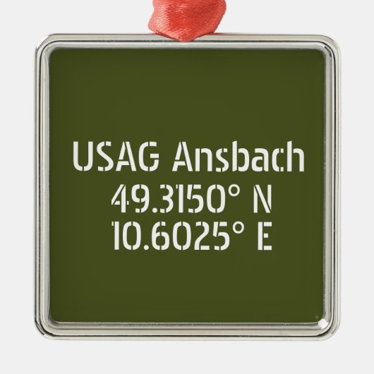 USAG Ansbach Latitude Longitude Metalen Ornament (Voorkant)