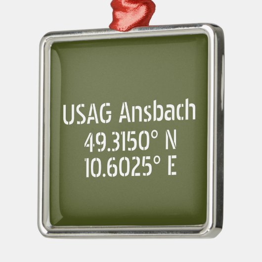 USAG Ansbach Latitude Longitude Metalen Ornament (Links)