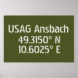 USAG Ansbach Latitude Longitude Poster