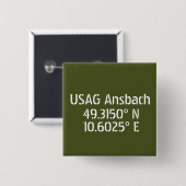 USAG Ansbach Latitude Longitude Vierkante Button 5,1 Cm (Voorkant /achterkant)
