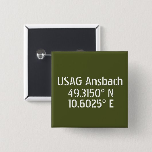 USAG Ansbach Latitude Longitude Vierkante Button 5,1 Cm (Voorkant /achterkant)