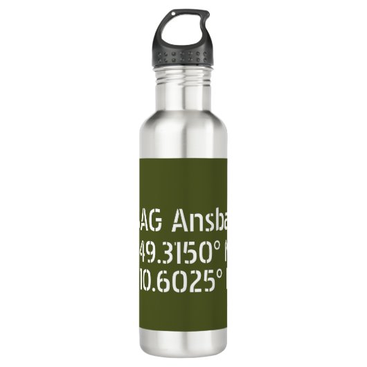 USAG Ansbach Latitude Longitude Waterfles (Voorkant)