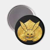 Usagi kamon japans konijn in faux goud op zwart magneet (Voorkant / Achterkant)