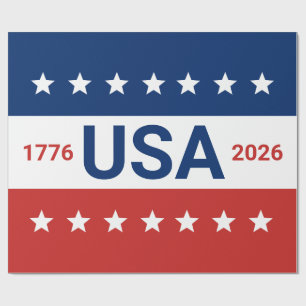 USA's 250e verjaardag 1776 2026 Rood Wit Blauw Cadeaupapier