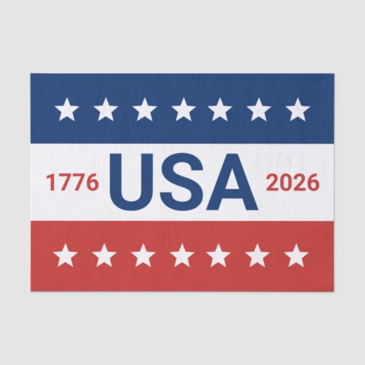 USA's 250e verjaardag 1776 2026 Rood Wit Blauw Tissuepapier (Voorkant)