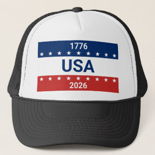 USA's 250e verjaardag 1776 2026 Rood Wit Blauw Trucker Pet