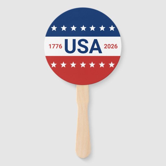 USA's 250th Anniversary 1776 2026 Red White Blue Handwaaier (Achterkant)