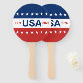 USA's 250th Anniversary 1776 2026 Red White Blue Handwaaier (Voorkant en achterkant)