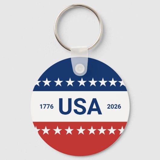 USA's 250th Anniversary 1776 2026 Red White Blue Sleutelhanger (Voorkant)