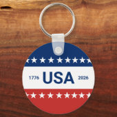 USA's 250th Anniversary 1776 2026 Red White Blue Sleutelhanger (Voorkant)