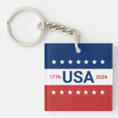 USA's 250th Anniversary 1776 2026 Red White Blue Sleutelhanger (voorkant)