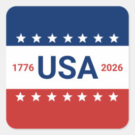 USA's 250th Anniversary 1776 2026 Red White Blue Vierkante Sticker