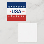 USA's 250th Anniversary 1776 2026 Red White Blue Vierkante Visitekaartje (Voorkant / Achterkant)
