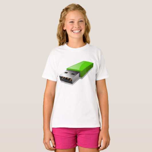 USB Flash Drive Meisjes T-shirt (Voorkant volledig)