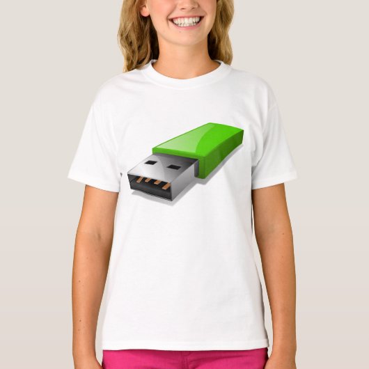 USB Flash Drive Meisjes T-shirt (Voorkant)