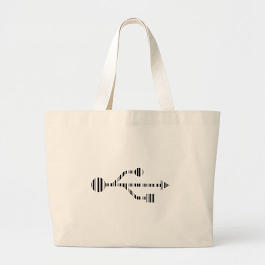 USB LOGO BAR CODE Computer Barcode Patroon Ontwerp Grote Tote Bag (Voorkant)