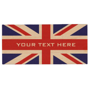 USB-slangschijf met vlag van British Union Jack-vl Houten USB Stick