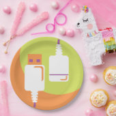 USB-stekker Papieren Bordje (Feest)