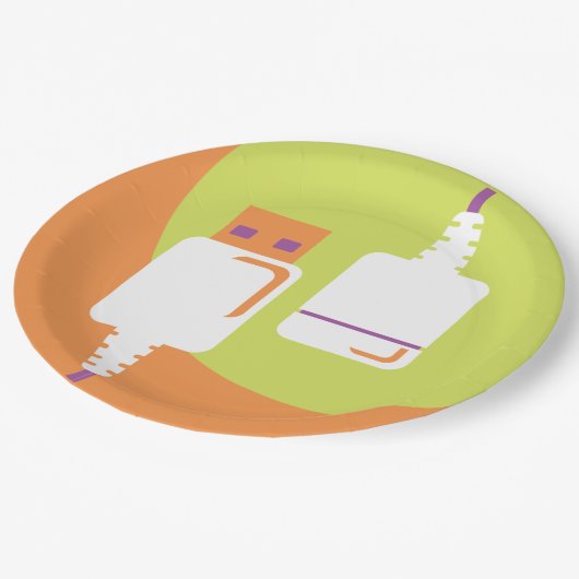 USB-stekker Papieren Bordje (Gekanteld)