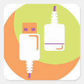 USB-stekkerpictogram Vierkante Sticker (Voorkant)