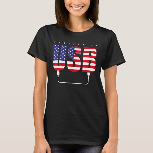 USB USA Amerikaanse vlag Gaming Videospel Patriott T-shirt (Voorkant)
