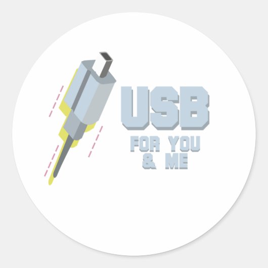 USB VOOR JOU EN MIJ RONDE STICKER (Voorkant)