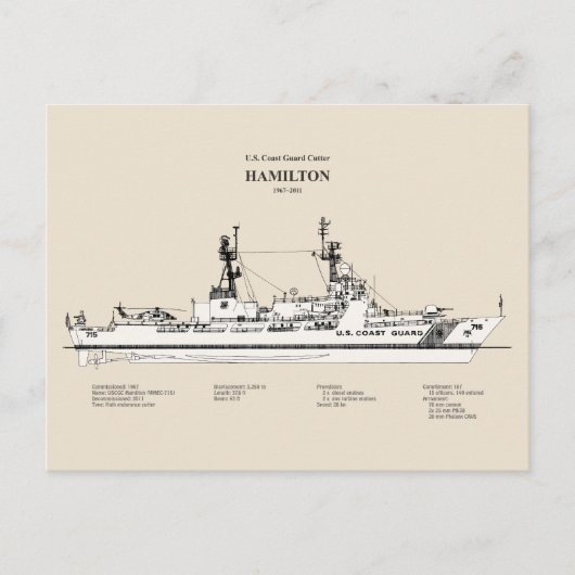 USCG Cutter Hamilton whec-715 - SBD Briefkaart (Voorkant)